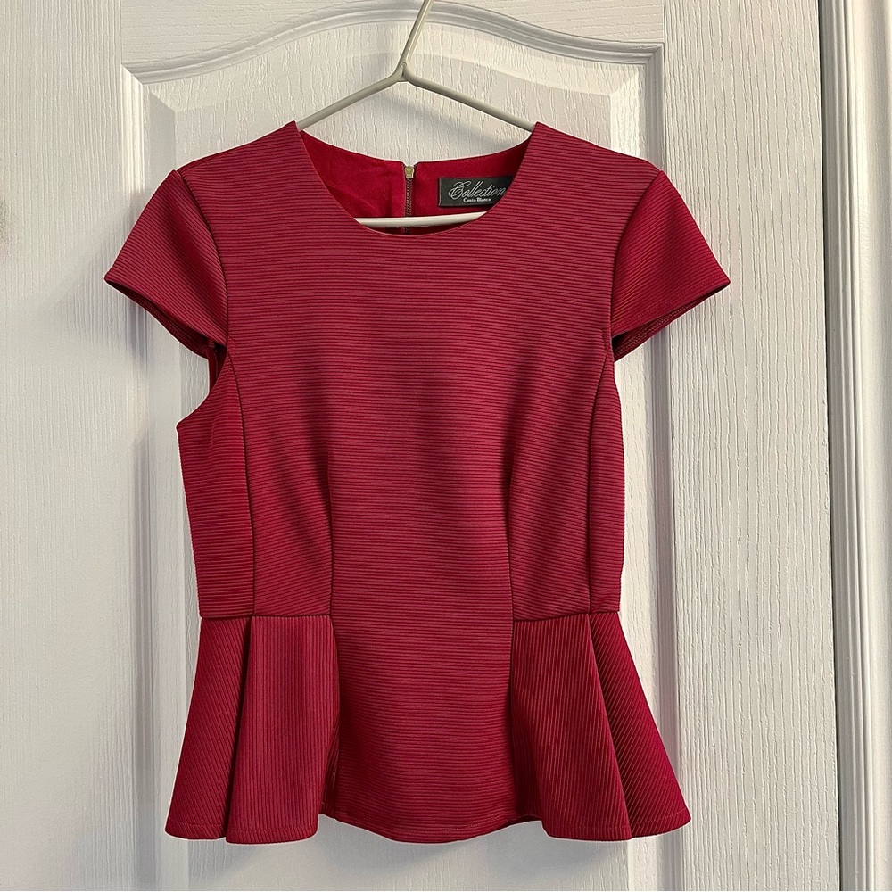 Pink Costs Blanca Peplum Top Size Medium